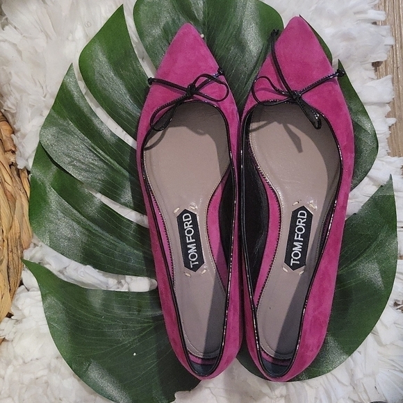 TOM FORD fushia pointy toe flats size 39 Preppy Academia Corpcore Ballerina Bow - Picture 9 of 9